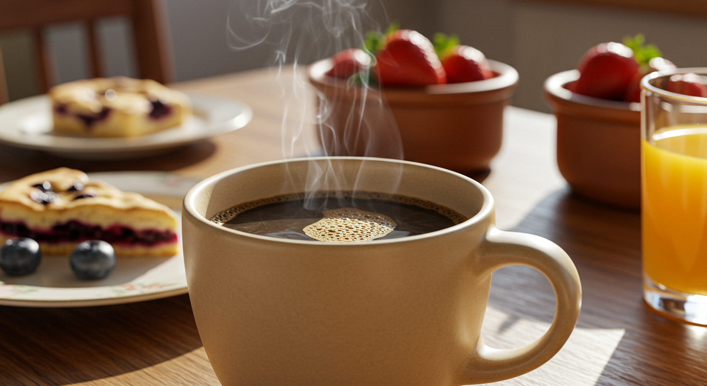 テーブルの上の料理の中でコーヒーカップにクローズアップした画像